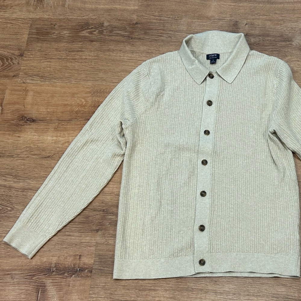 Jcrew Men's Light Beige Knit Shirt Jacket